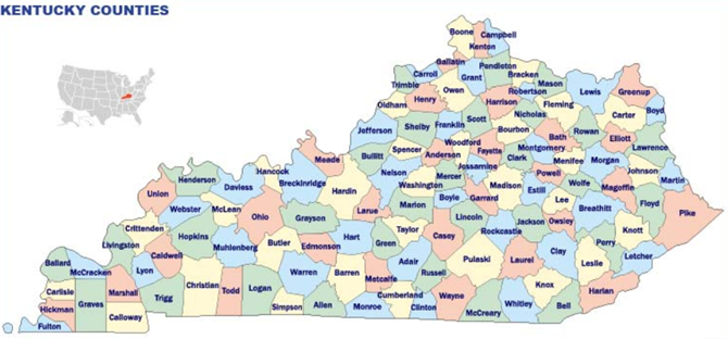 Map of Kentucky Counties